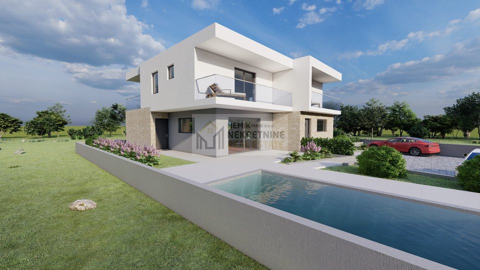 VODICE, NEUES GEBÄUDE - DOPPELHAUS MIT SCHWIMMBAD