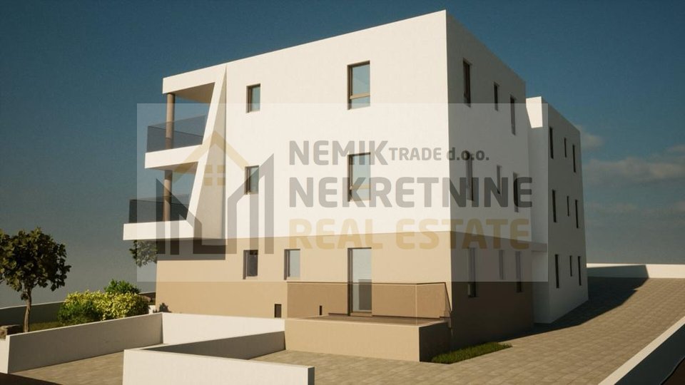 VODICE, NEWLY BUILT, ONE-ROOM APARTMENT ON THE GROUND FLOOR WITH GARDEN