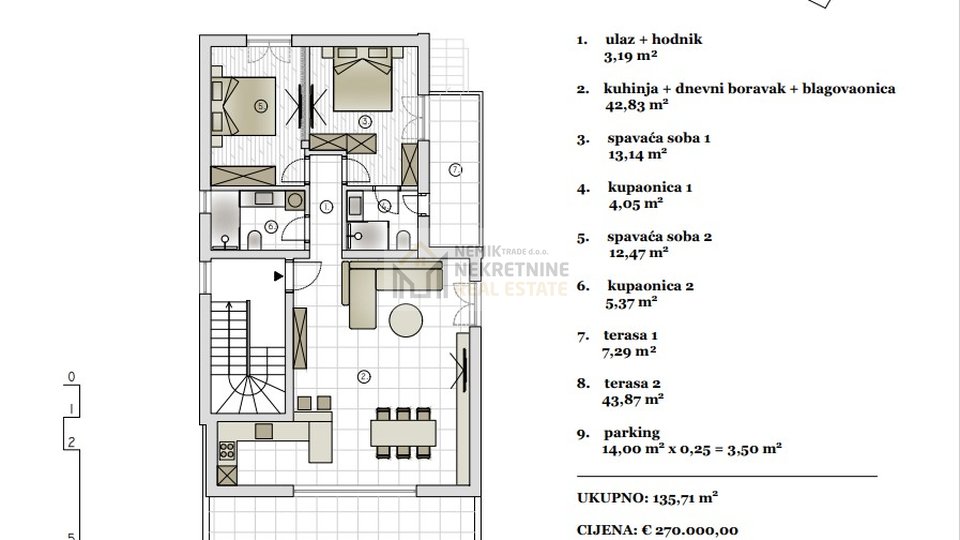 Wohnung, 135 m2, Verkauf, Vodice