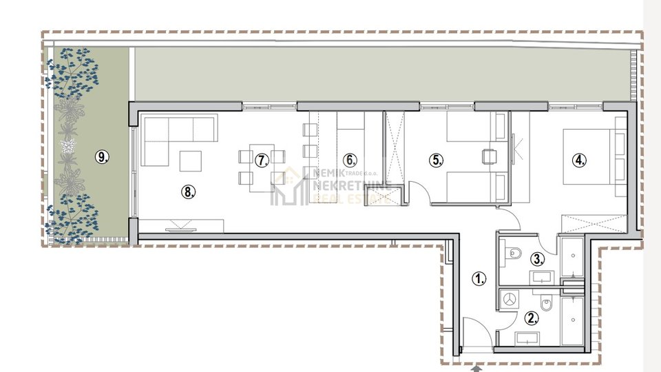 PRIMOŠTEN, WOHNUNG IM ERDGESCHOSS EINES LUXURIÖSEN NEUEN GEBÄUDES MIT GARTEN - S-2, 2S+ WOHNZIMMER